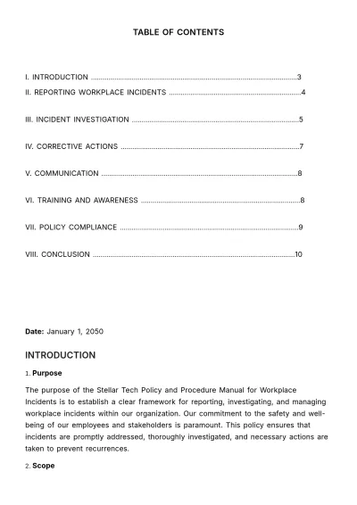 Free Policy & Procedure Manual for Workplace Incidents HR Template to Edit Online