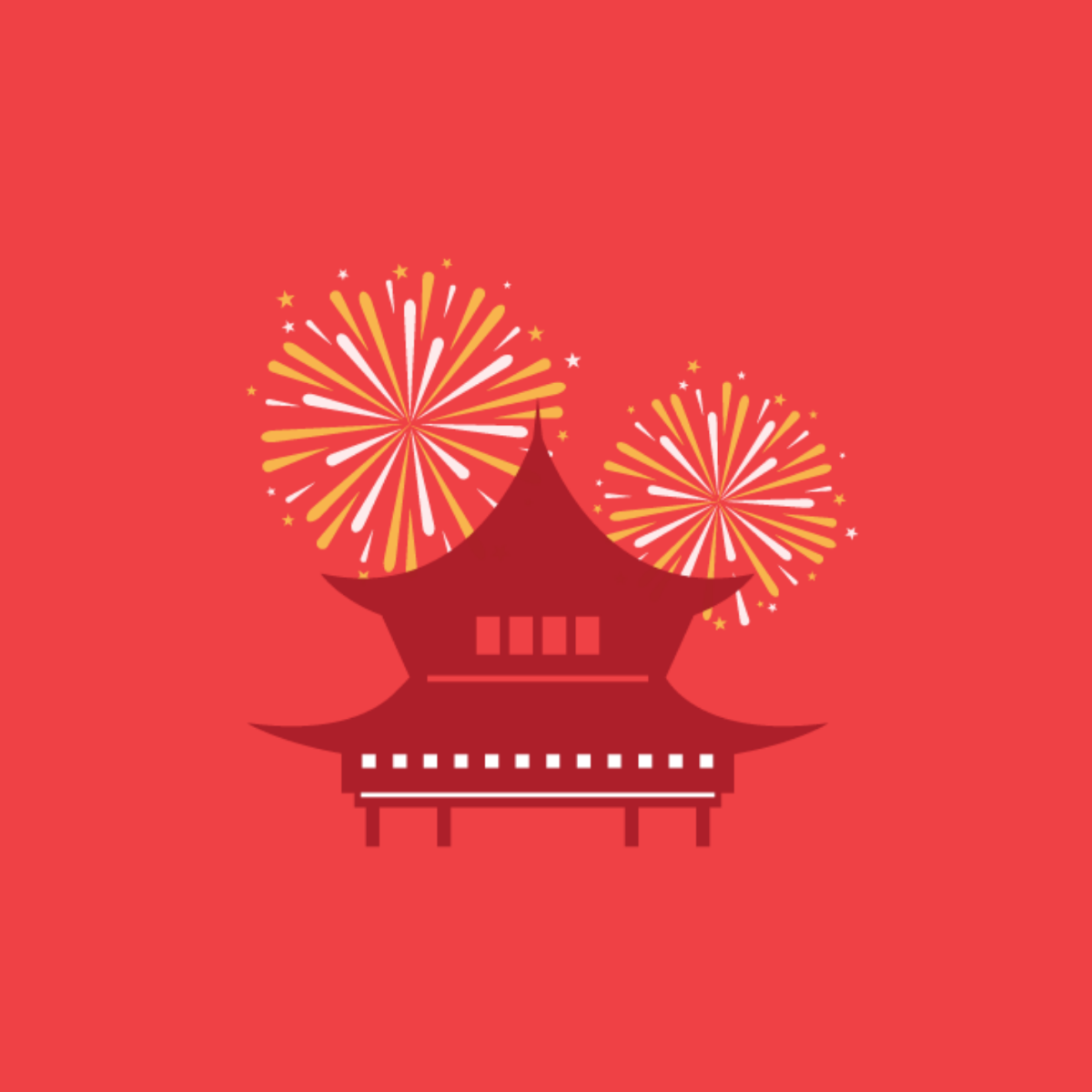 Chinese New Year Fireworks Clipart Template