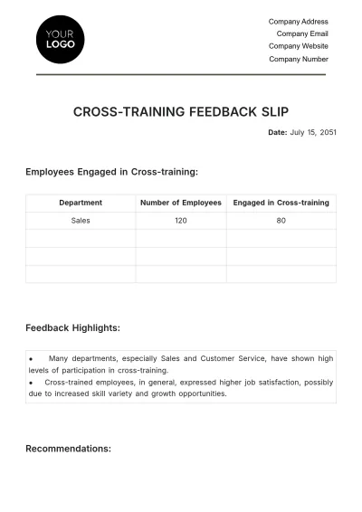 Free Cross-training Feedback Slip HR Template to Edit Online