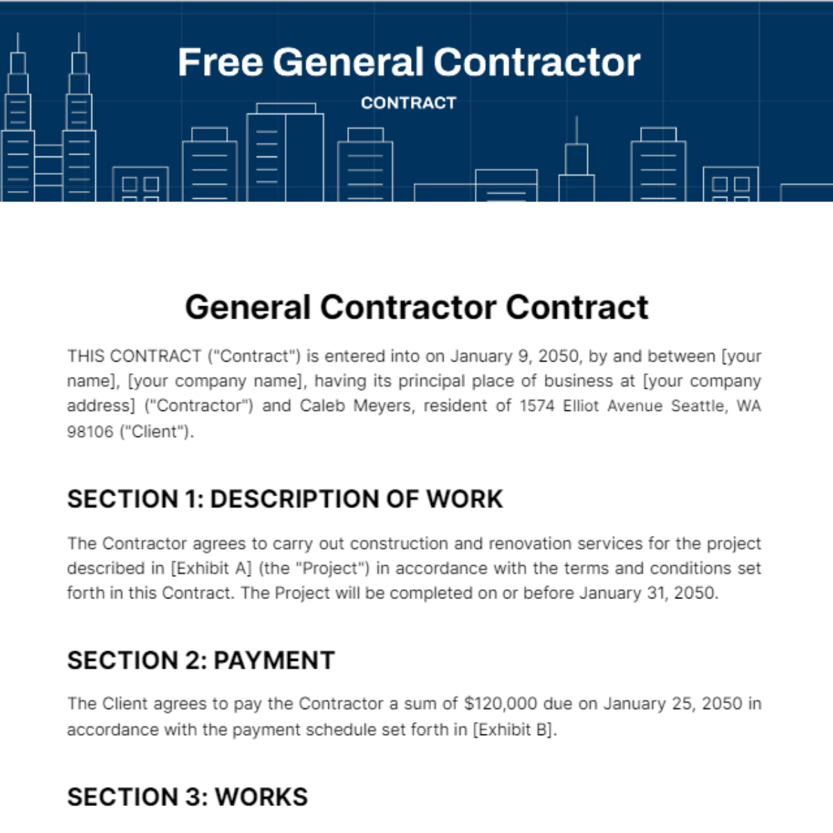 General Contractor Contract - Edit Online & Download Example