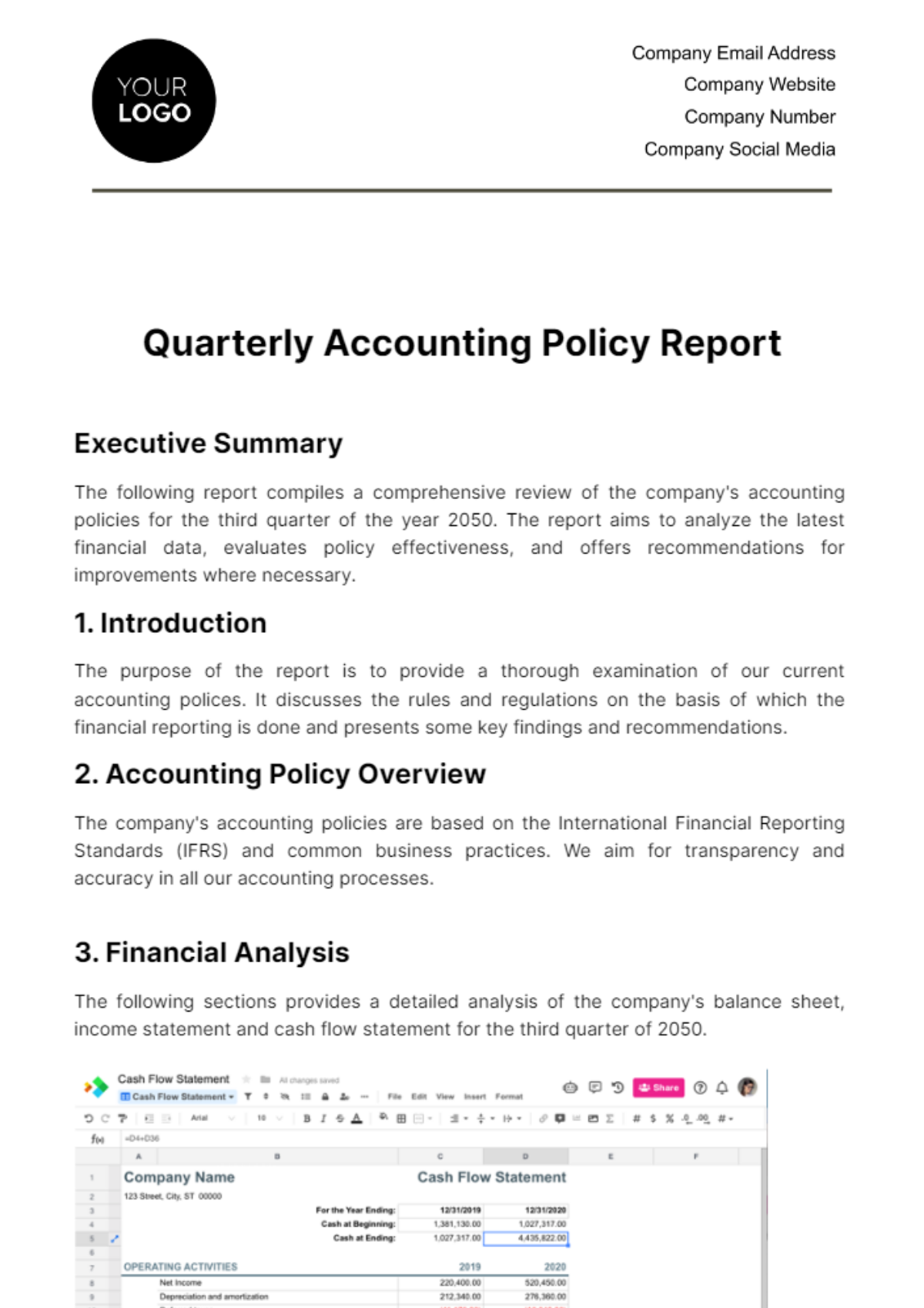 Quarterly Accounting Policy Report Template - Edit Online & Download