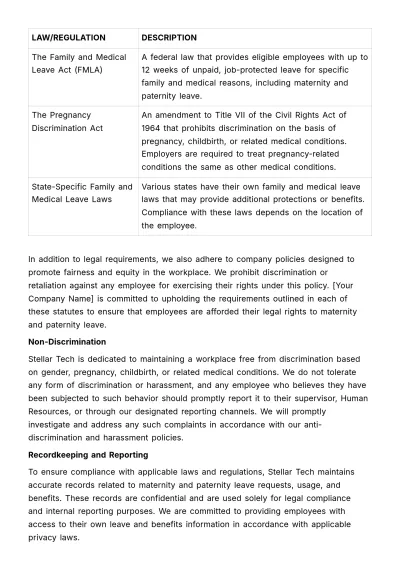 Free Legal Framework for Maternity and Paternity Leaves HR Template to Edit Online
