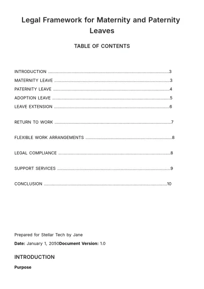 Free Legal Framework for Maternity and Paternity Leaves HR Template to Edit Online