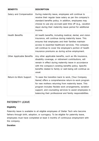 Free Legal Framework for Maternity and Paternity Leaves HR Template to Edit Online