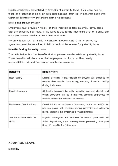Free Legal Framework for Maternity and Paternity Leaves HR Template to Edit Online