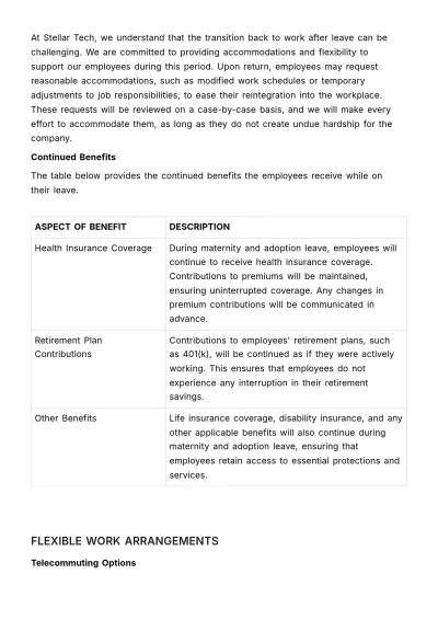 Free Legal Framework for Maternity and Paternity Leaves HR Template to Edit Online