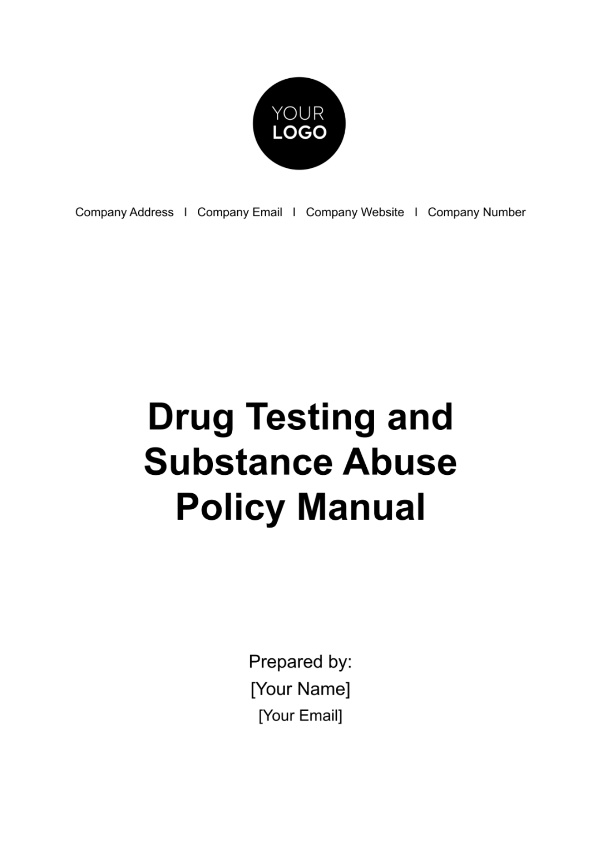 Drug Testing and Substance Abuse Policy Manual HR Template