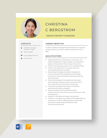 Design Project Manager Resume