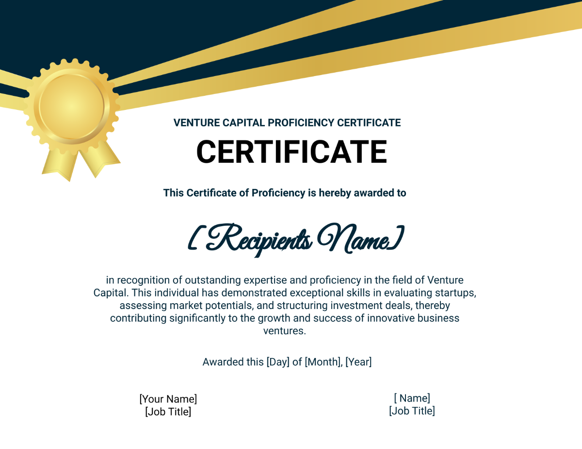 Venture Capital Proficiency Certificate Template