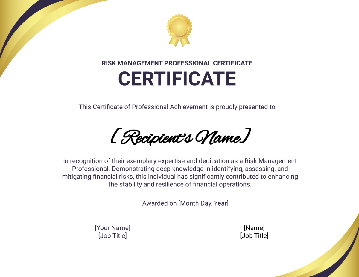 Risk Management Professional Certificate Template