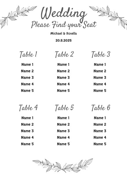 Chalkboard Wedding Seating Chart Template in Microsoft Word, Apple