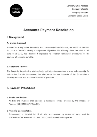 Free Accounts Payment Resolution Template to Edit Online