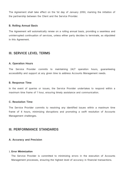 Free Accounts Management SLA Template to Edit Online