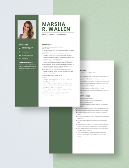 Employment Specialist Resume Download
