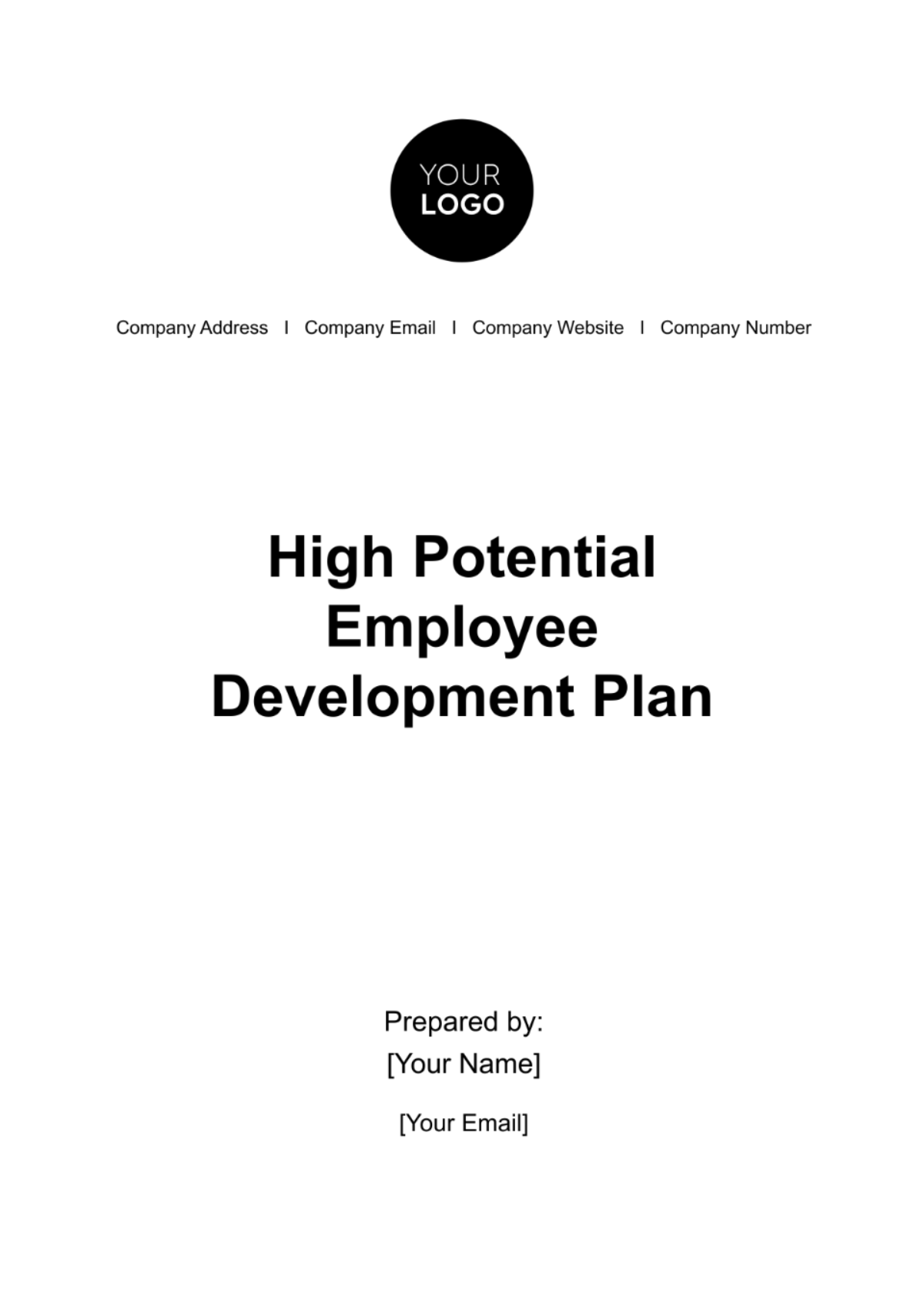 High Potential Employee Development Plan HR Template