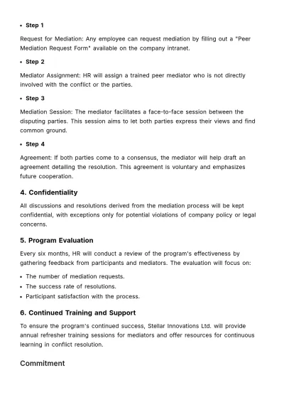 Free Peer Mediation Program Outline HR Template to Edit Online