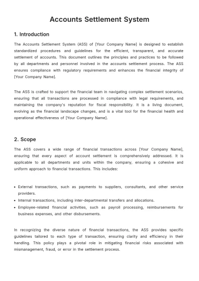 Free Accounts Settlement System Template to Edit Online