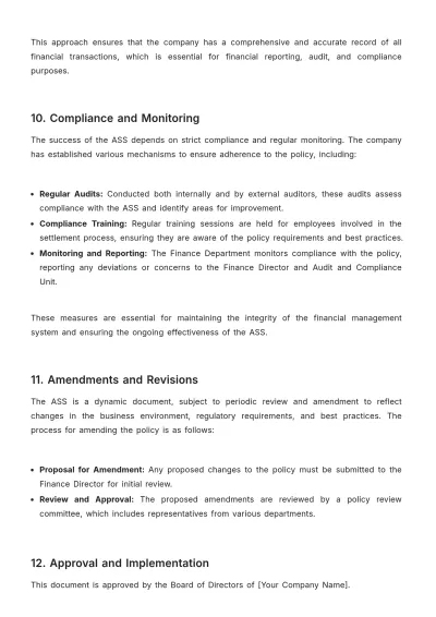 Free Accounts Settlement System Template to Edit Online