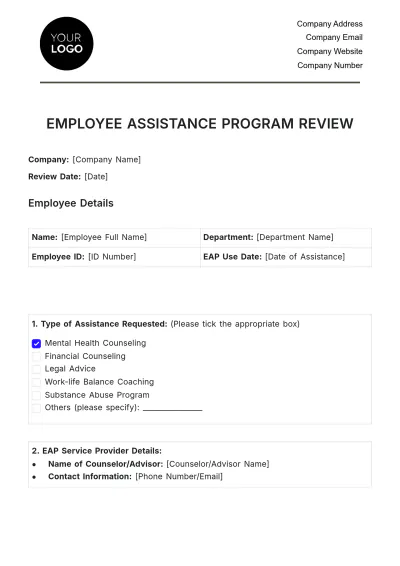 Free Employee Assistance Program Review HR Template to Edit Online