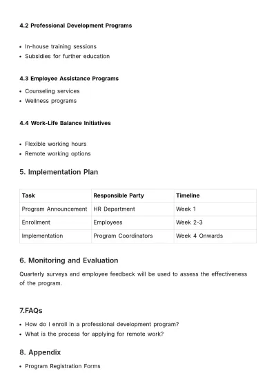 Free Employee Relationship Program Outline HR Template to Edit Online