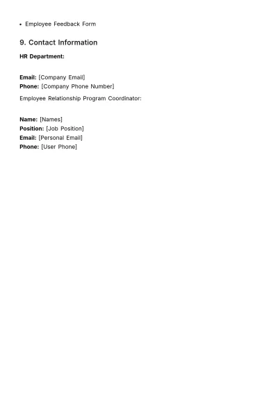 Free Employee Relationship Program Outline HR Template to Edit Online