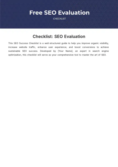 Free SEO Evaluation Checklist Template to Edit Online