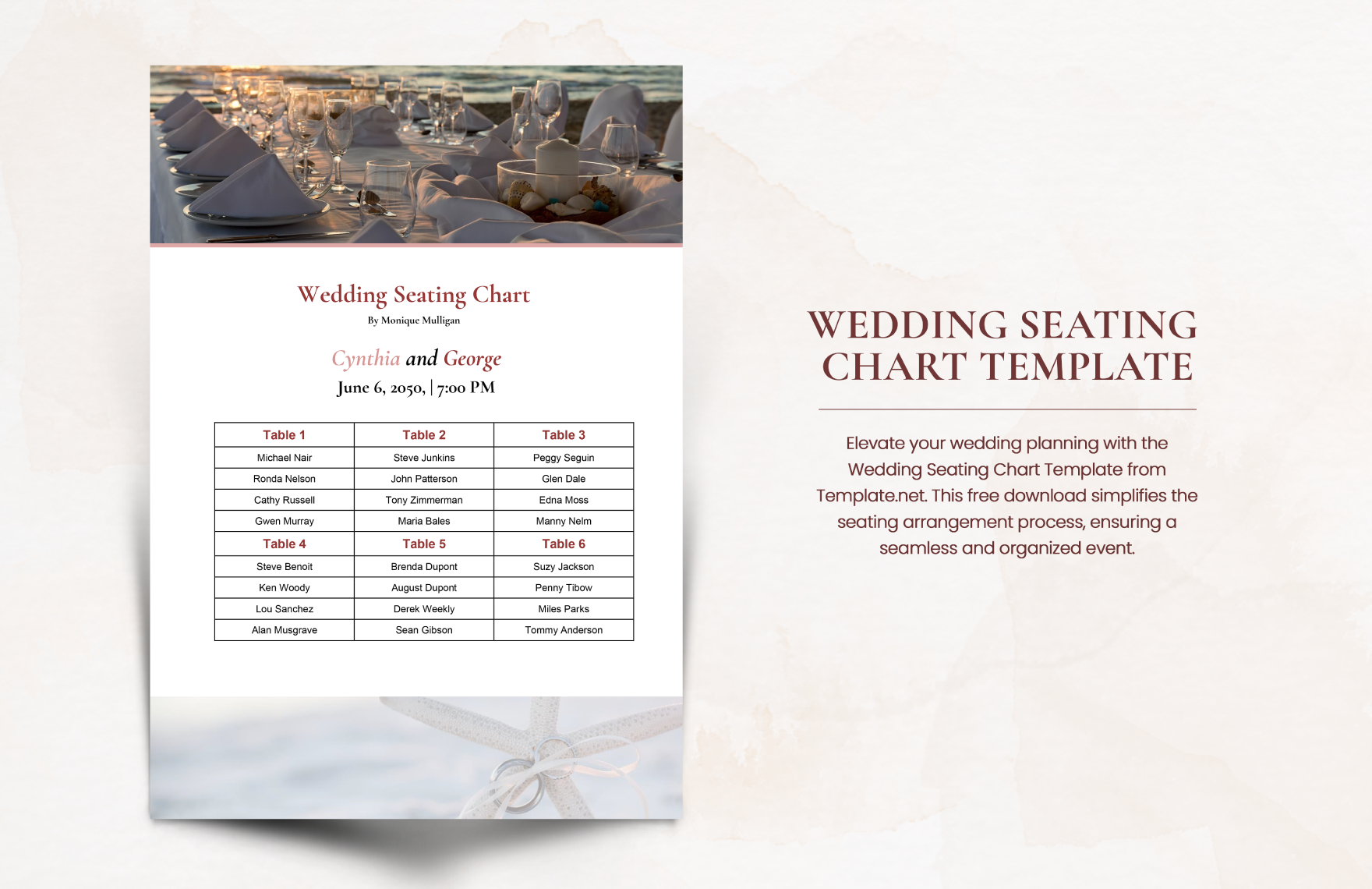 Sample Wedding Seating Chart Template