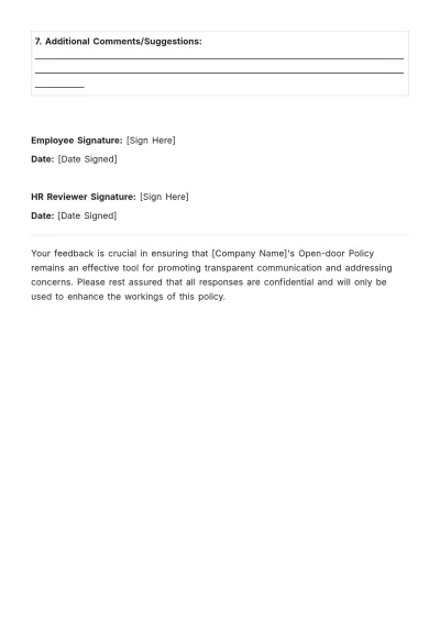 Free Open-door Policy Review HR Template to Edit Online