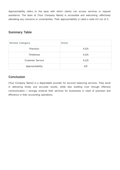 Free Account Balancing Review Template to Edit Online