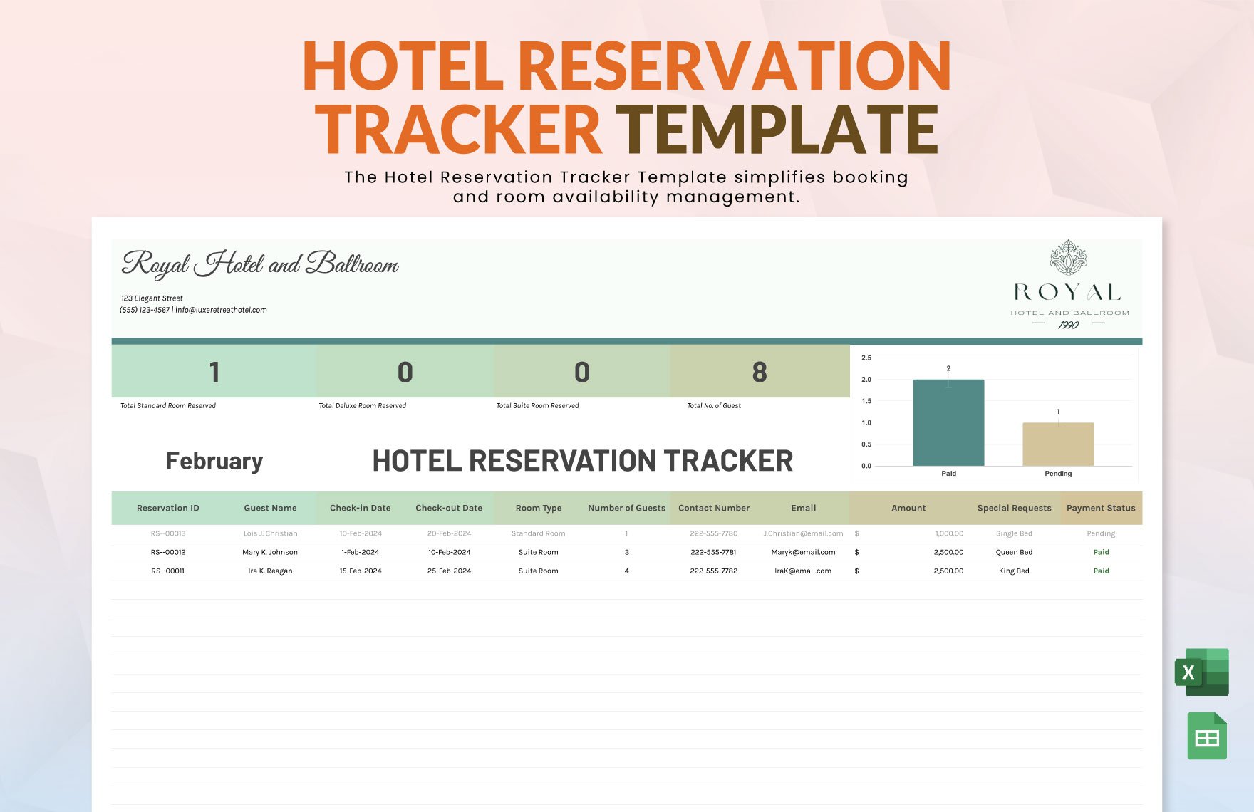 Hotel Reservation Tracker Template