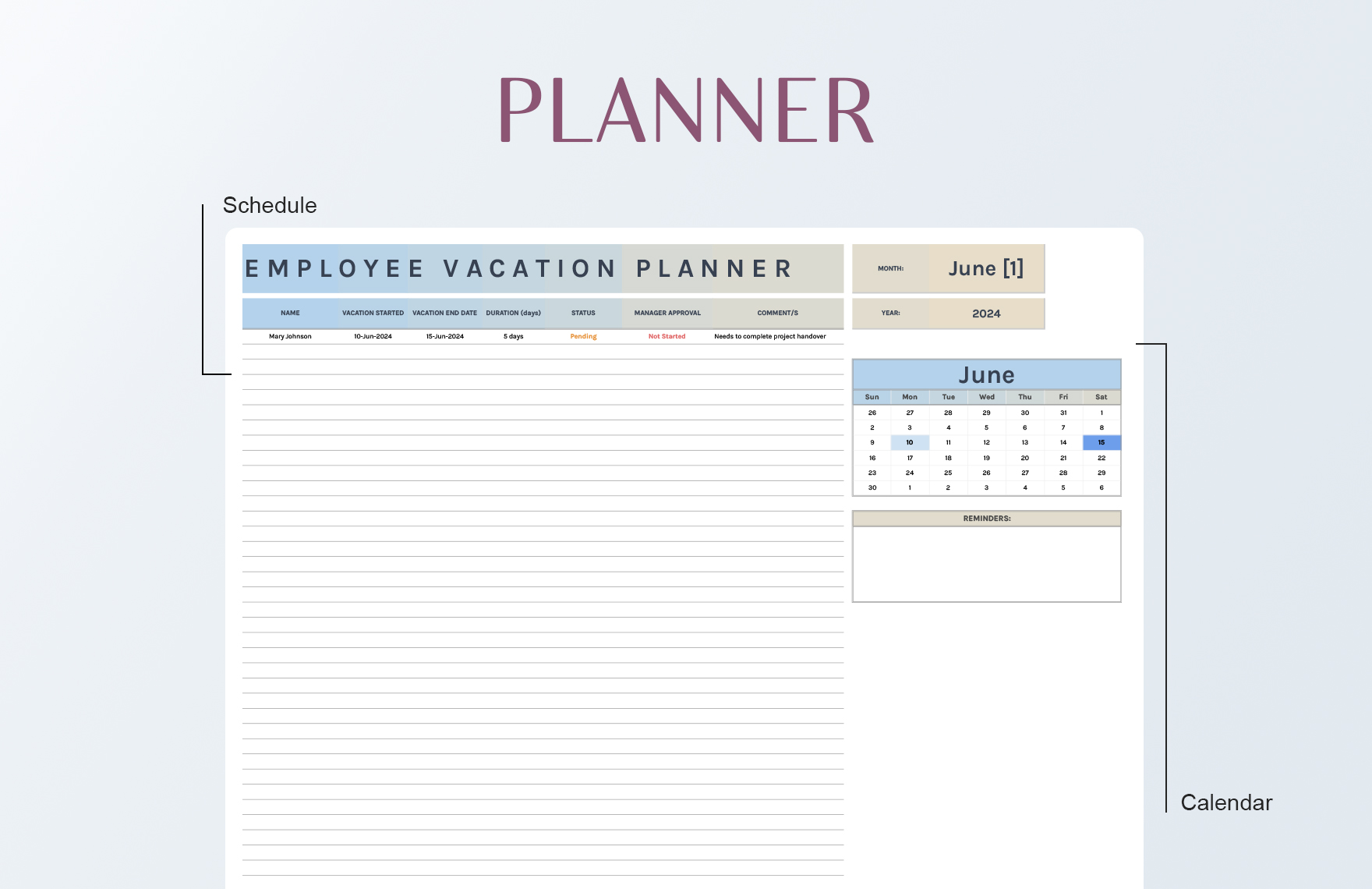 Employee Vacation Planner Template