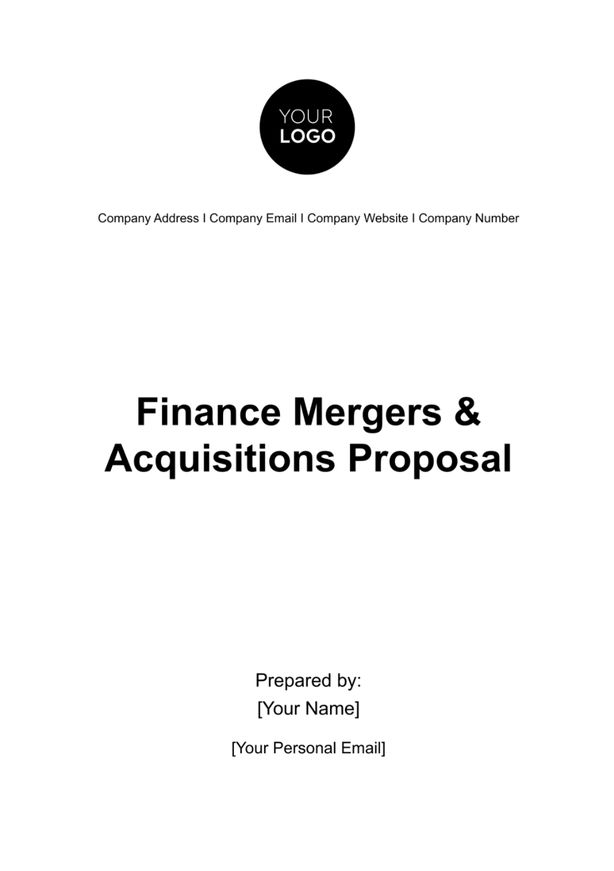 Finance Mergers & Acquisitions Proposal Template