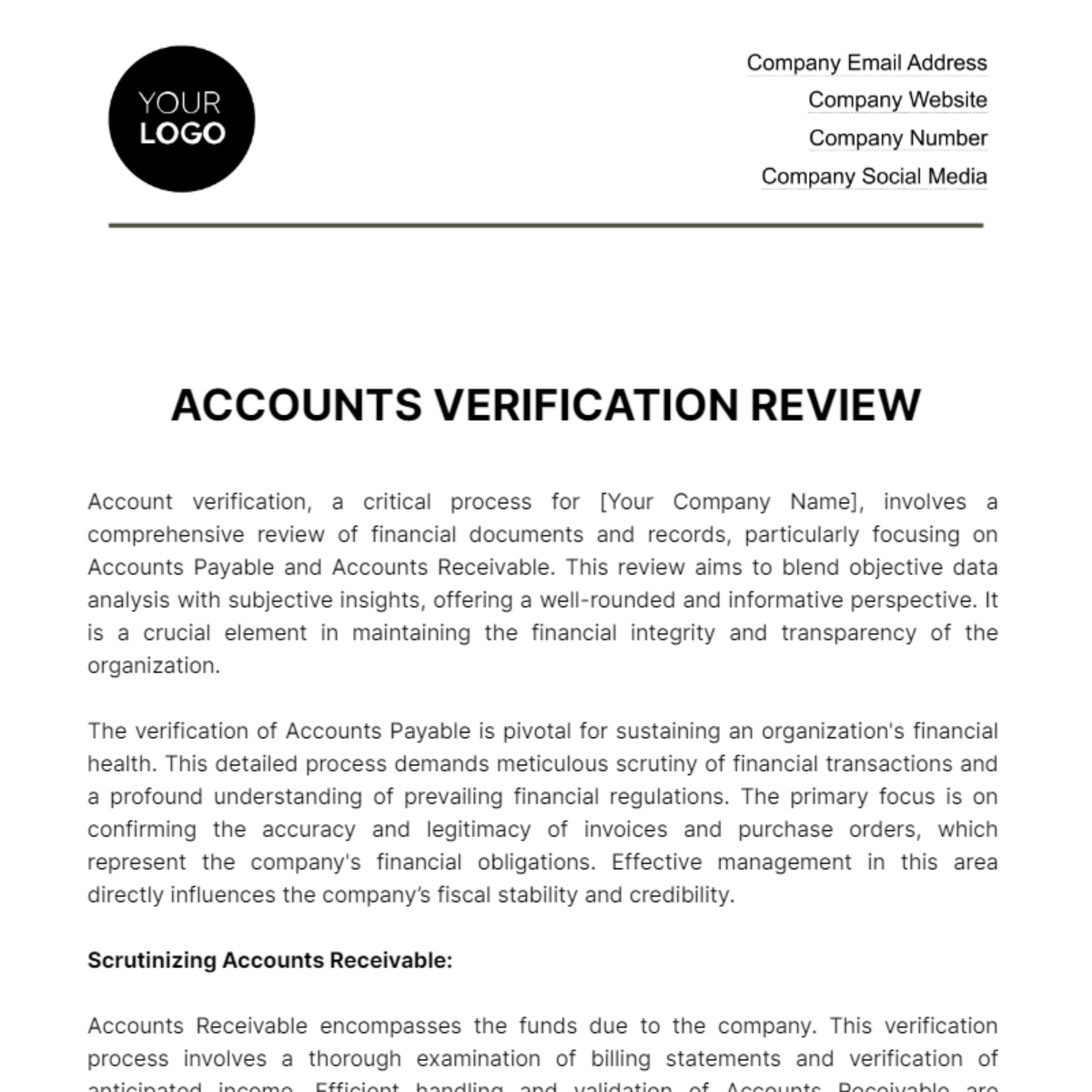 Accounts Verification Review Template - Edit Online & Download