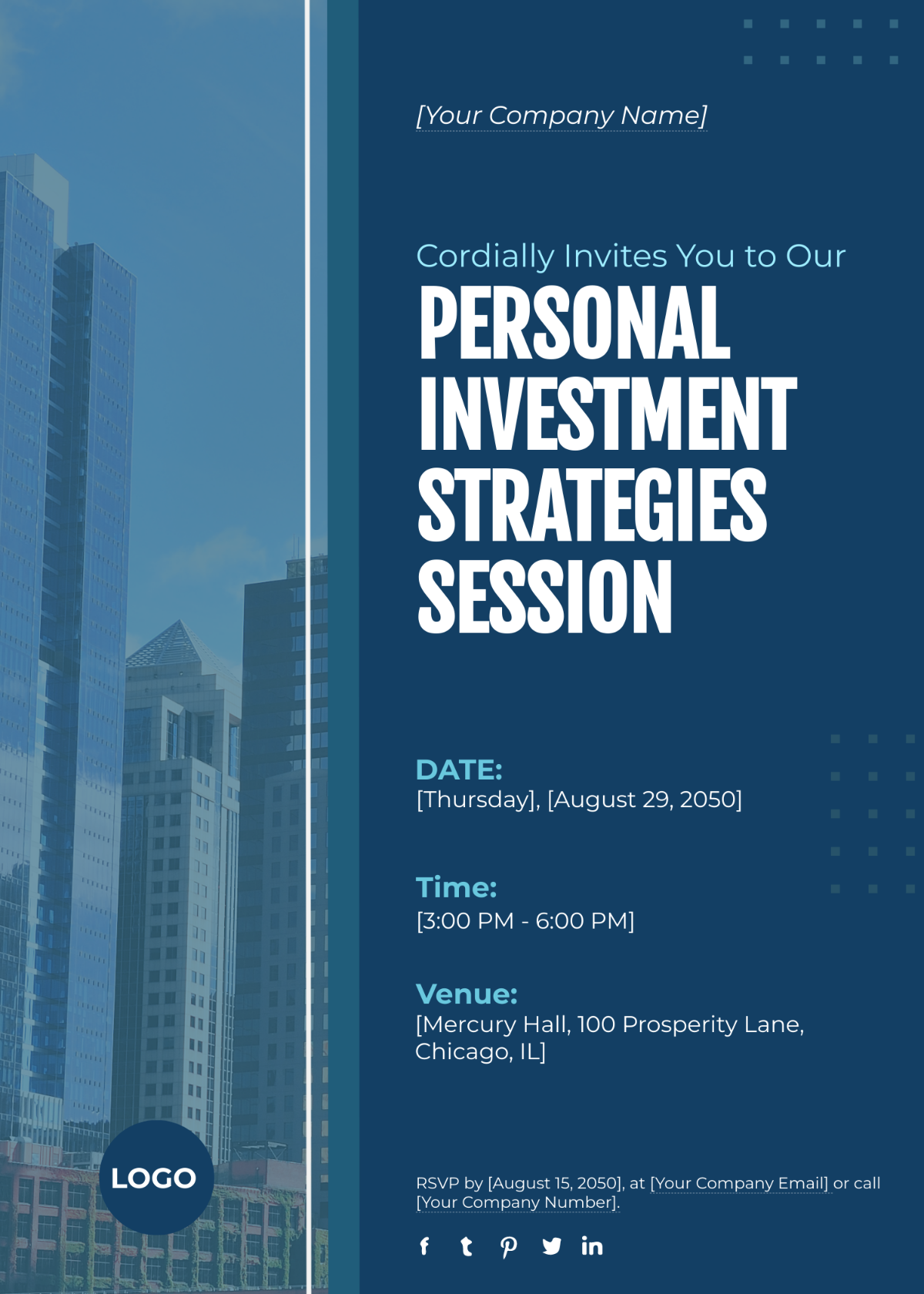 Personal Investment Strategies Session Invitation Card Template