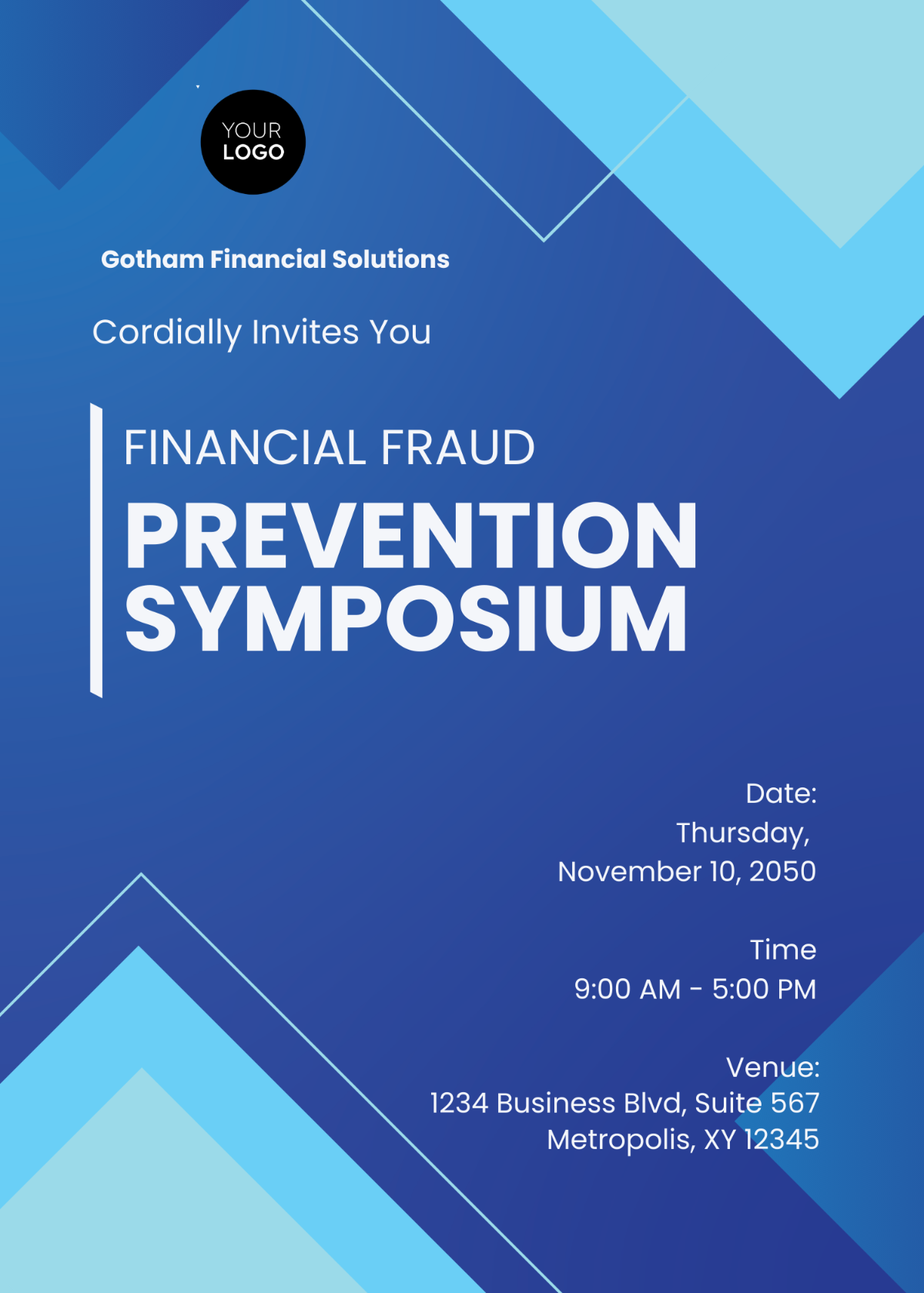 Financial Fraud Prevention Symposium Invitation Card Template - Edit Online & Download