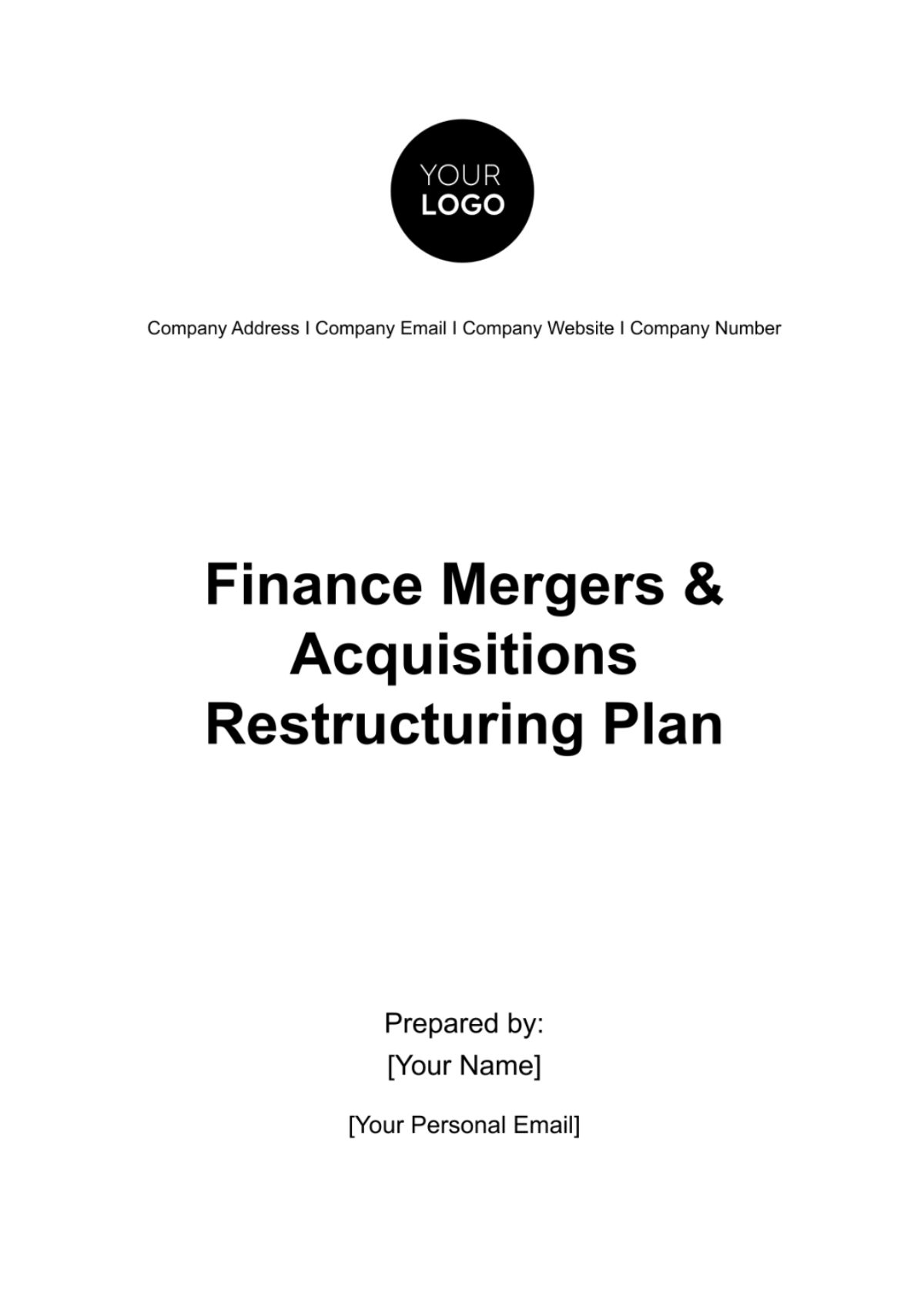 Finance Mergers & Acquisitions Restructuring Plan Template