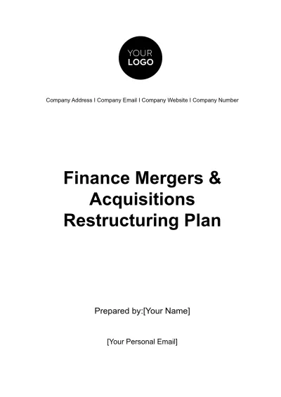Free Finance Mergers & Acquisitions Restructuring Plan Template to Edit Online