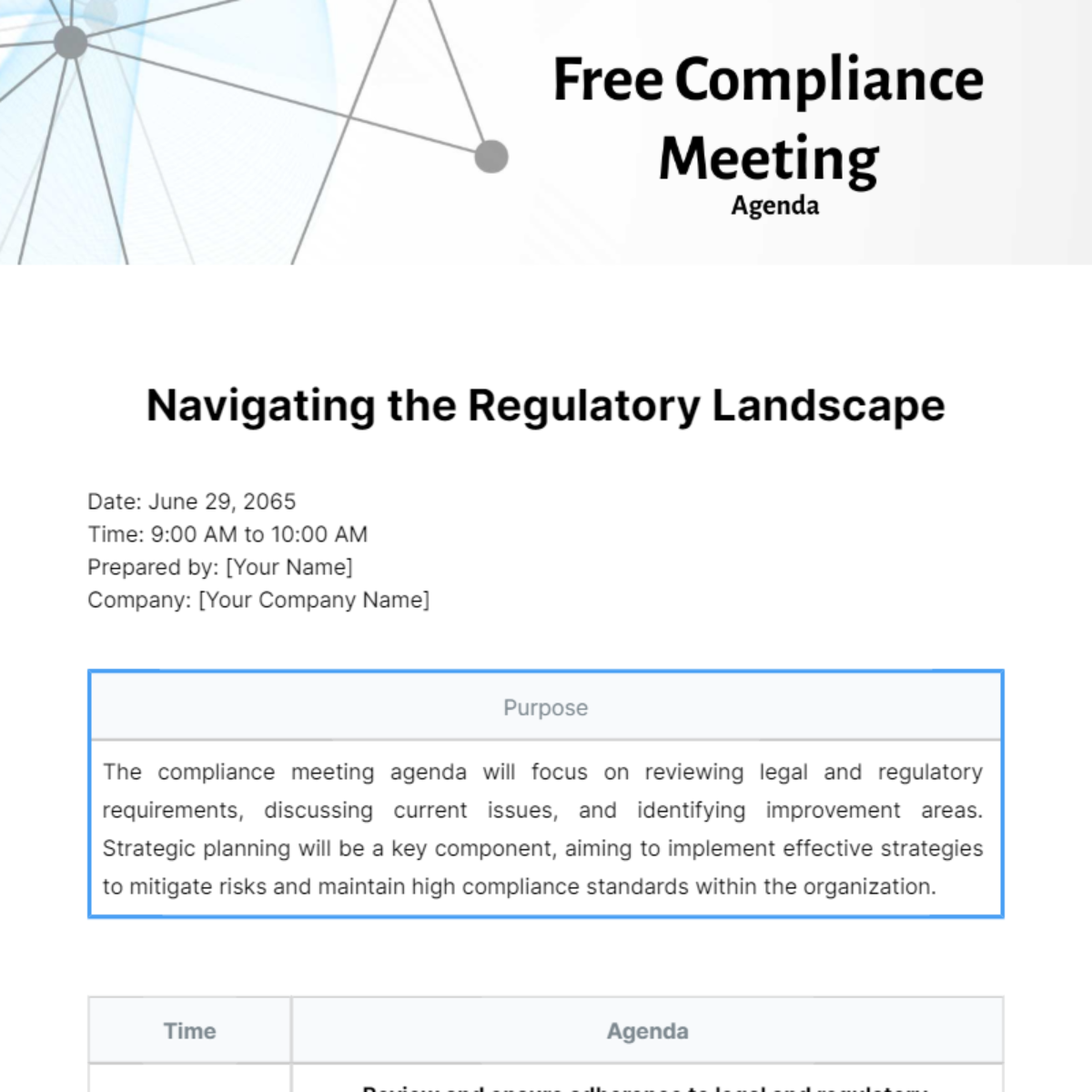 Compliance Meeting Agenda Template