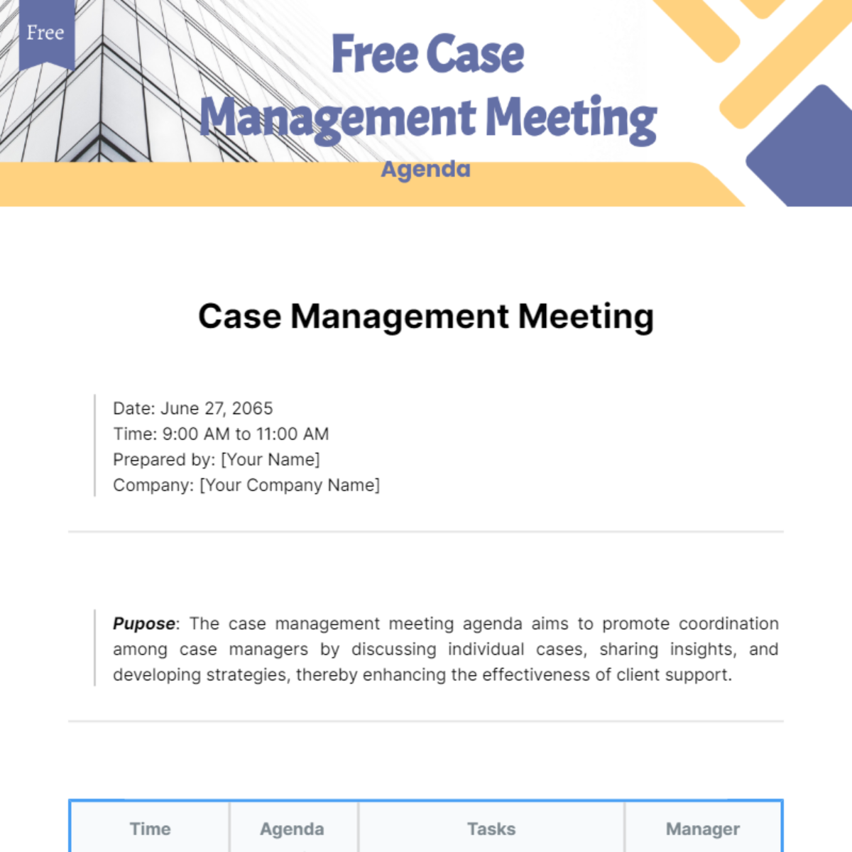 Case Management Meeting Agenda Template