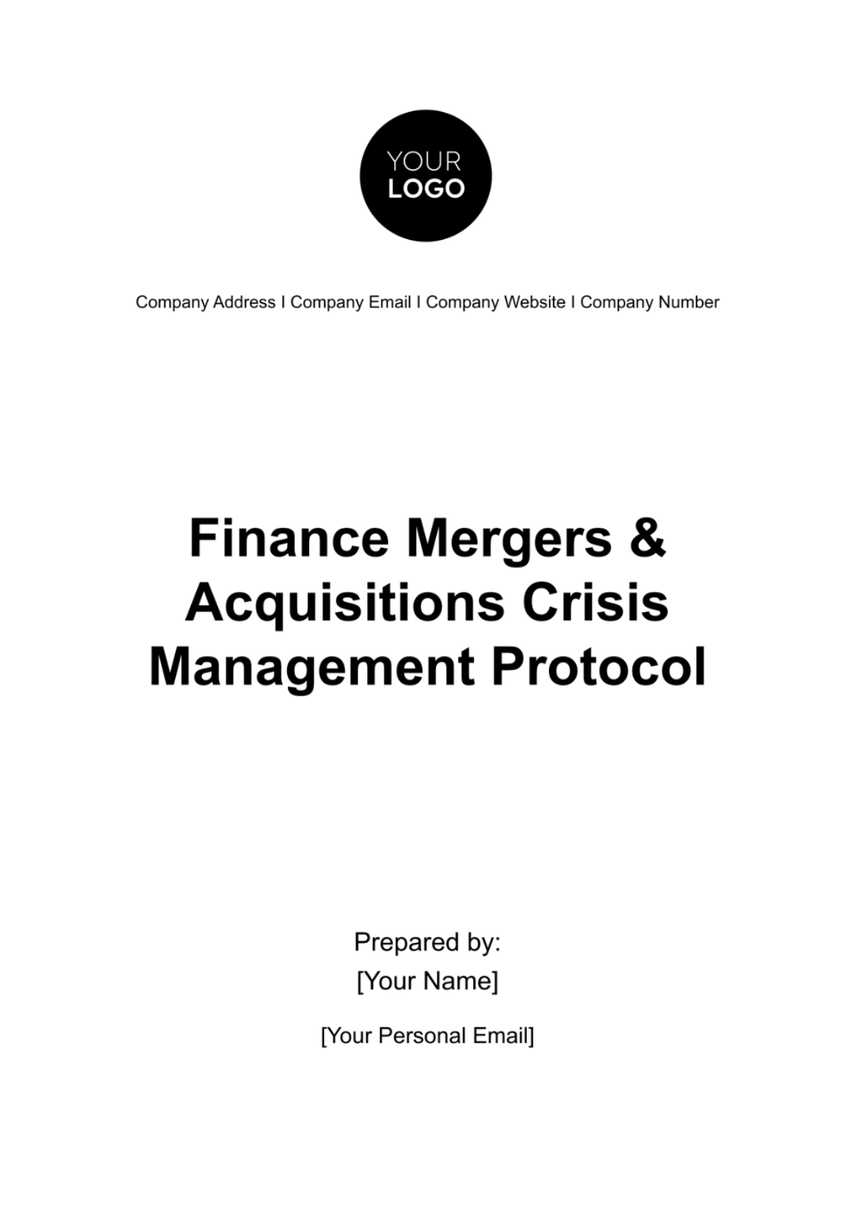 Finance Mergers & Acquisitions Crisis Management Protocol Template