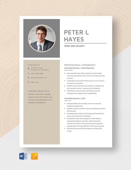 Free Medical Front Desk Receptionist Resume Template - Word | Pages