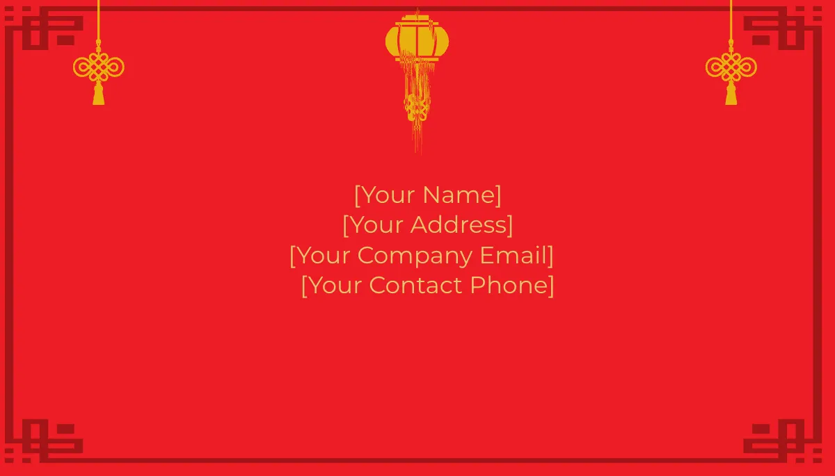 Free Chinese New Year Business Card Template to Edit Online