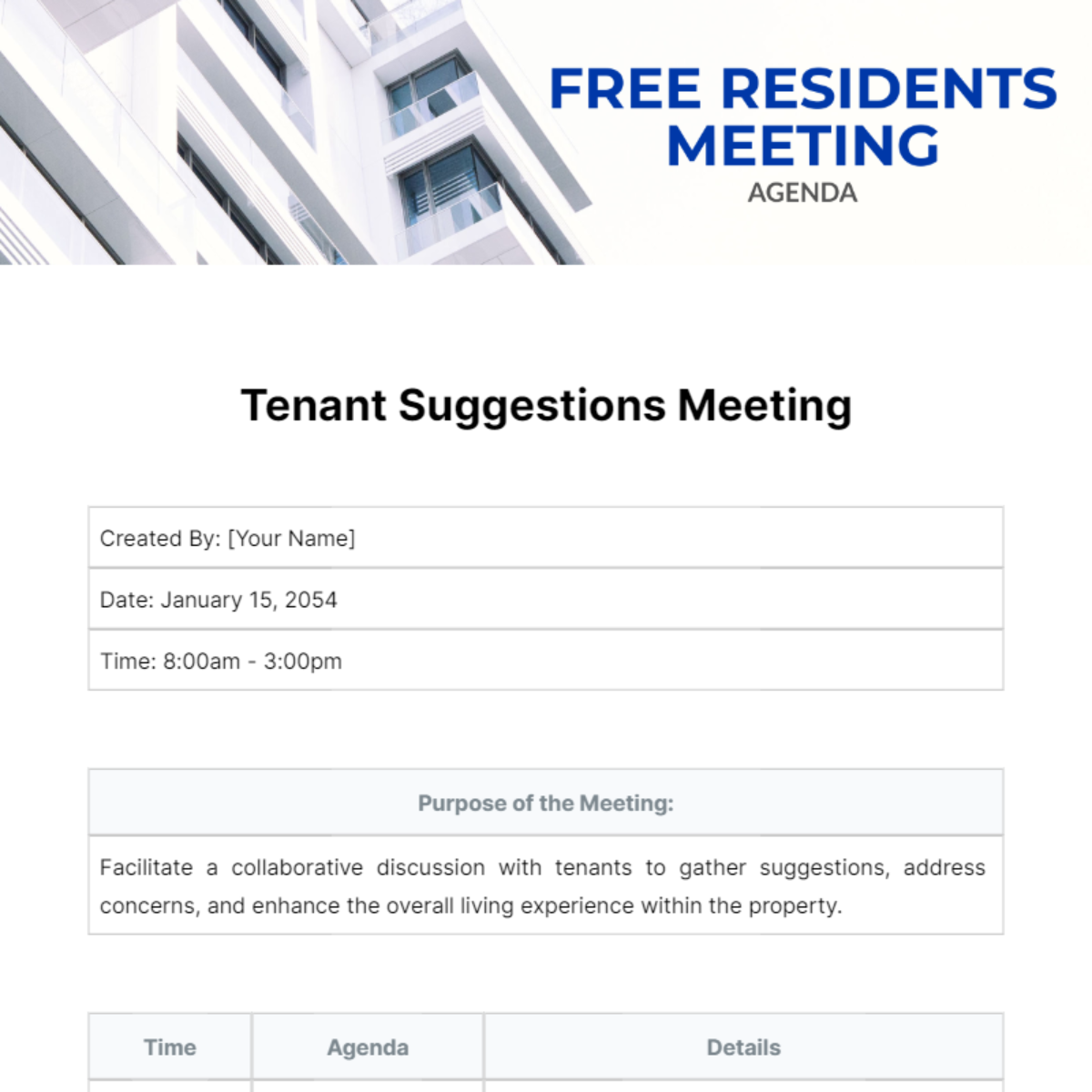 Residents Meeting Agenda Template