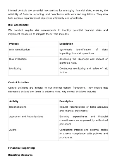 Free Financial Control Manual Template to Edit Online