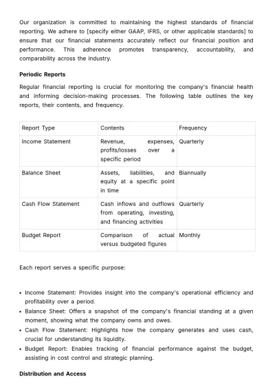 Free Financial Control Manual Template to Edit Online