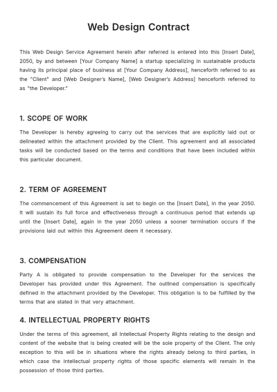 Free Web Design Contract Template to Edit Online
