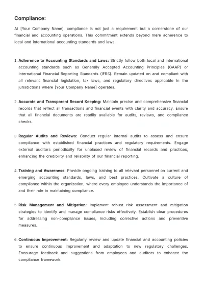 Free Accounts Standard Operating Procedure (SOP) Template to Edit Online