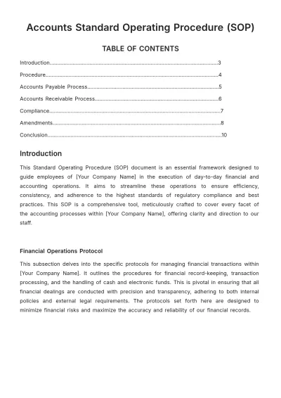Free Accounts Standard Operating Procedure (SOP) Template to Edit Online