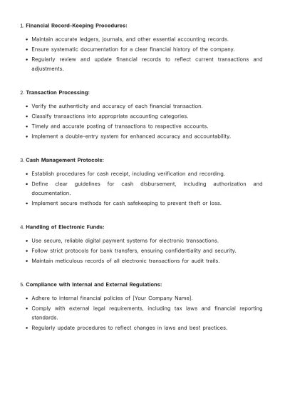 Free Accounts Standard Operating Procedure (SOP) Template to Edit Online