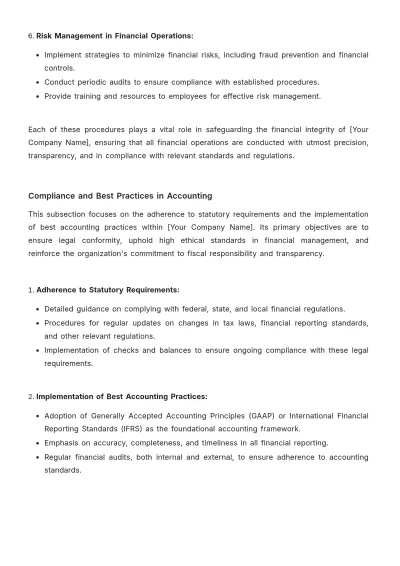 Free Accounts Standard Operating Procedure (SOP) Template to Edit Online
